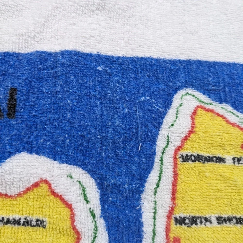 VTG Hawaii Beach Towel Tropical Island Souvenir Destination Rainbow Graphic Map